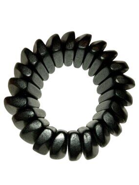 Vintage Black Wood Bead Stretch Panel Bracelet